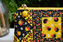 Load image into Gallery viewer, Zippy Pouch // Vintage Yellow, Red, and Black Print
