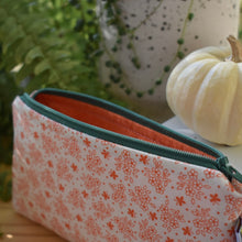 Load image into Gallery viewer, Zippy Pouch // Vintage Orange Flowers on Cream
