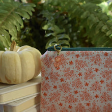Load image into Gallery viewer, Zippy Pouch // Vintage Orange Flowers on Cream
