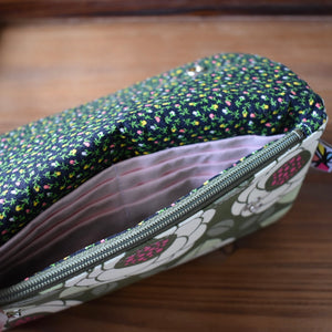 Long Wallet // Reclaimed Green Floral and Vintage Flower Buds