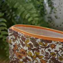 Load image into Gallery viewer, Tab Zippy Pouch // Vintage Golden Brown Foliage
