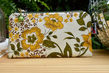 Load image into Gallery viewer, Zippy Pouch // Vintage Gold, Green, and Earth Flowers on Cream
