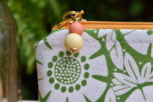Load image into Gallery viewer, Zippy Pouch // Reclaimed White and Green Floral Block Motif
