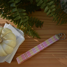 Load image into Gallery viewer, Large Key Fob // Vintage Yellow and Pink Plaid
