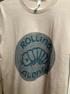 PREORDER Rolling Along T-Shirt / Teal on Bella + Canvas Tan