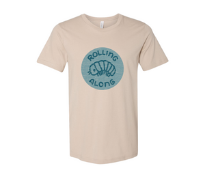 PREORDER Rolling Along T-Shirt / Teal on Bella + Canvas Tan