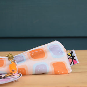 Six-piece Picnic Set: zippy pouch, four straws, straw cleaning brush // Orange and Blue Cubes