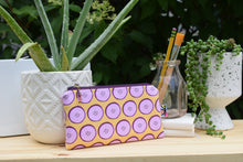 Load image into Gallery viewer, Organic Cotton Zippy Pouch in Grape Slice by JKindDesign
