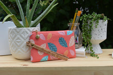 Load image into Gallery viewer, Organic Cotton Cork Strap Wristlet in August Foliage by JKindDesign
