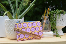 Load image into Gallery viewer, Organic Cotton Wristlet in Grape Slice by JKindDesign
