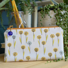 Load image into Gallery viewer, Organic Zippy Pouch in White with Flowers

