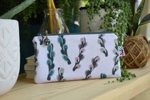 Load image into Gallery viewer, Organic Cotton Zippy Pouch // JKindDesign Willow Catkins Gray
