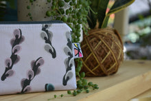 Load image into Gallery viewer, Organic Cotton Zippy Pouch // JKindDesign Willow Catkins Gray
