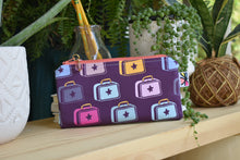 Load image into Gallery viewer, Organic Cotton Zippy Pouch // JKindDesign Coat Room Lunchboxes Purple
