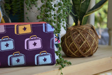 Load image into Gallery viewer, Organic Cotton Zippy Pouch // JKindDesign Coat Room Lunchboxes Purple
