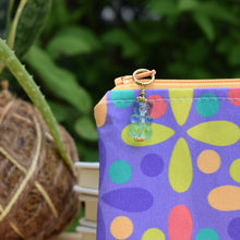 Load image into Gallery viewer, Organic Cotton Zippy Pouch // Purple Pinwheel by JKindDesign
