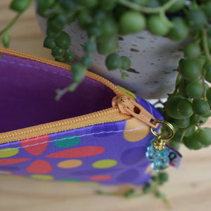 Organic Cotton Zippy Pouch // Purple Pinwheel by JKindDesign