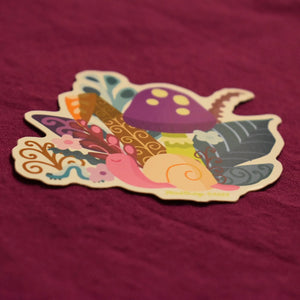 Sticker Purple Mushroom and Snail