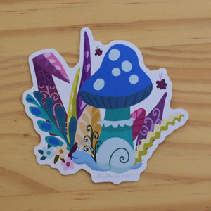 Sticker Blue Mushroom and Snail