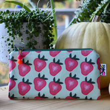 Load image into Gallery viewer, Organic Cotton Zippy Pouch in Strawberry by JKindDesign
