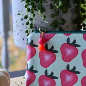 Organic Cotton Zippy Pouch in Strawberry by JKindDesign