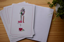 Load image into Gallery viewer, Christmas Flamingo and Lucky Snail--set of 5 cards
