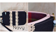 Load image into Gallery viewer, Canvas + Lace Wristlet / six colors
