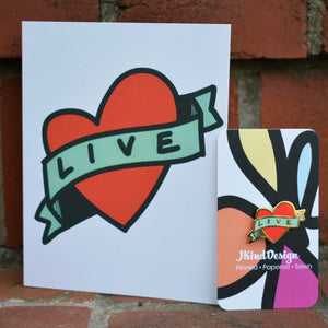 Live Heart Set / Blank Card and Hard Enamel Pin
