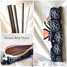 Load image into Gallery viewer, Straw Set with Pouch / four fabric options
